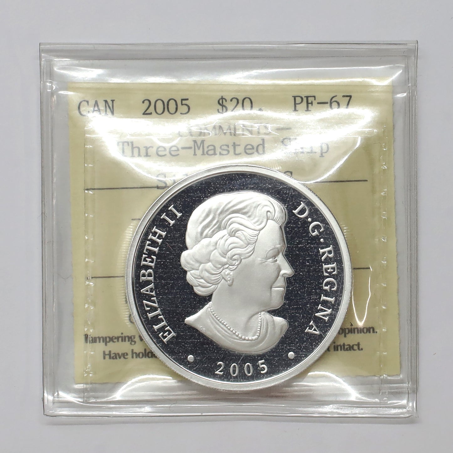 2005 Canada $20 Tall Ships 3-Masted Fine Silver Coin ICCS Certified PF67 UHC (No Tax)