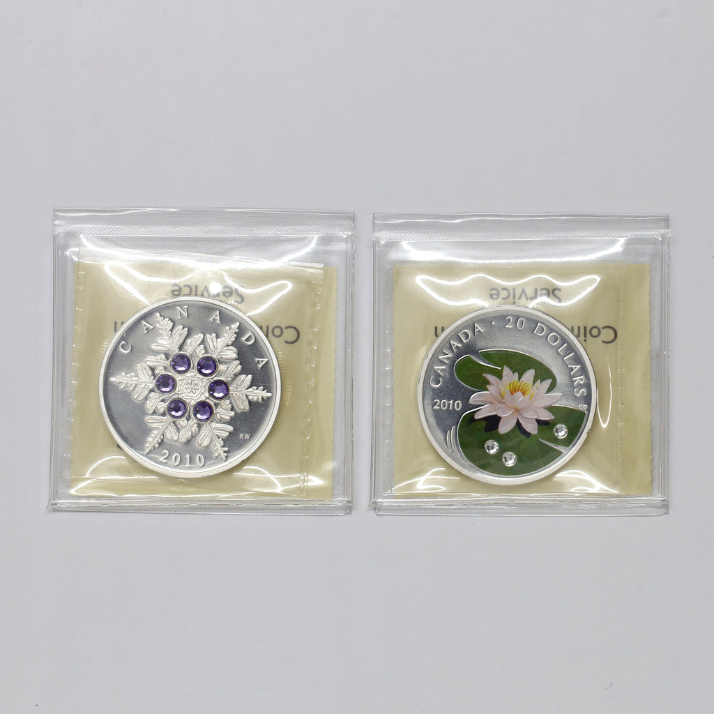 Pair of 2010 Canada $20 Crystal Fine Silver Coins ICCS Certified PF67 UHC, 2pcs (No Tax)