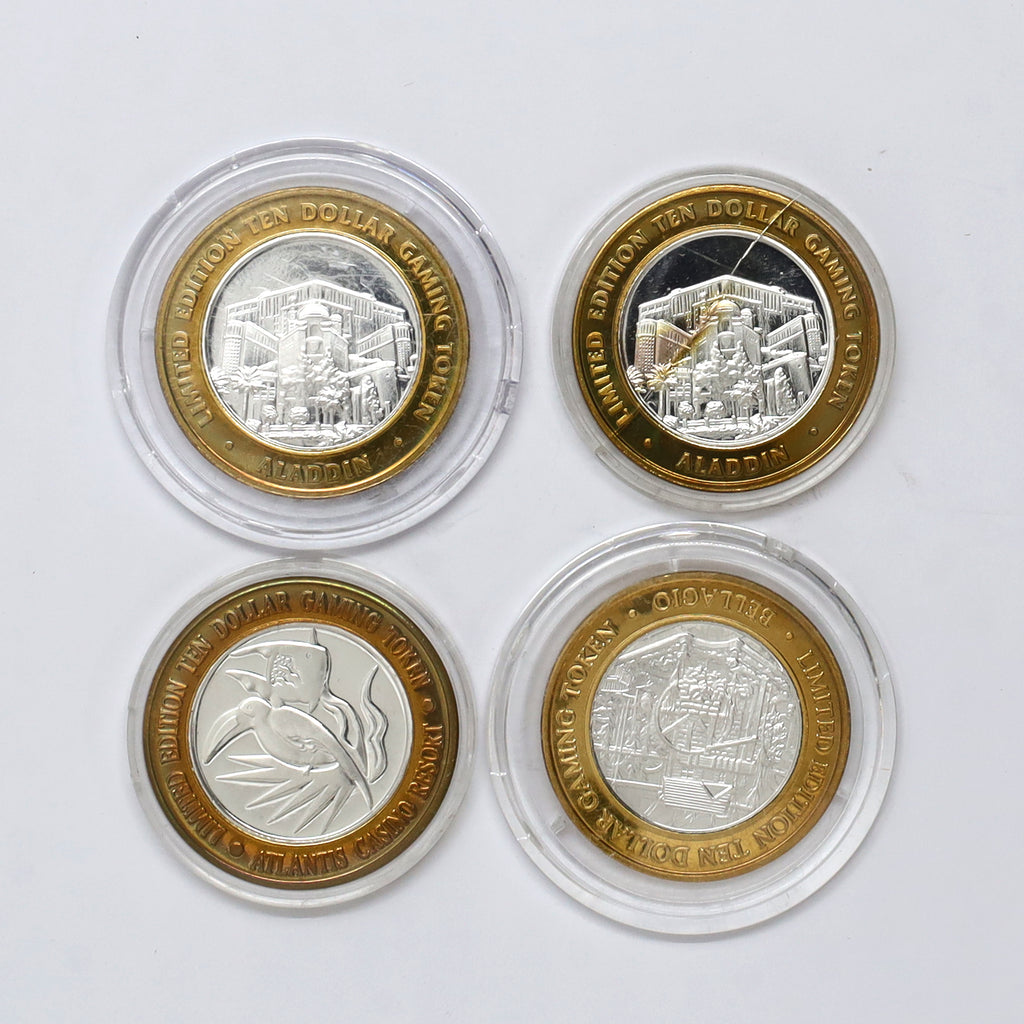 Lot of 4x Las Vegas, NV, .999 Silver Bimetallic Casino Gaming Tokens, 4pcs (No Tax) issues
