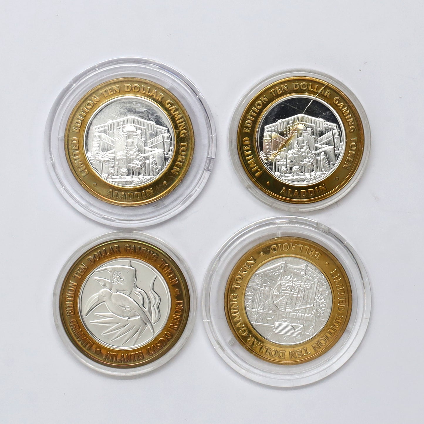 Lot of 4x Las Vegas, NV, .999 Silver Bimetallic Casino Gaming Tokens, 4pcs (No Tax) issues