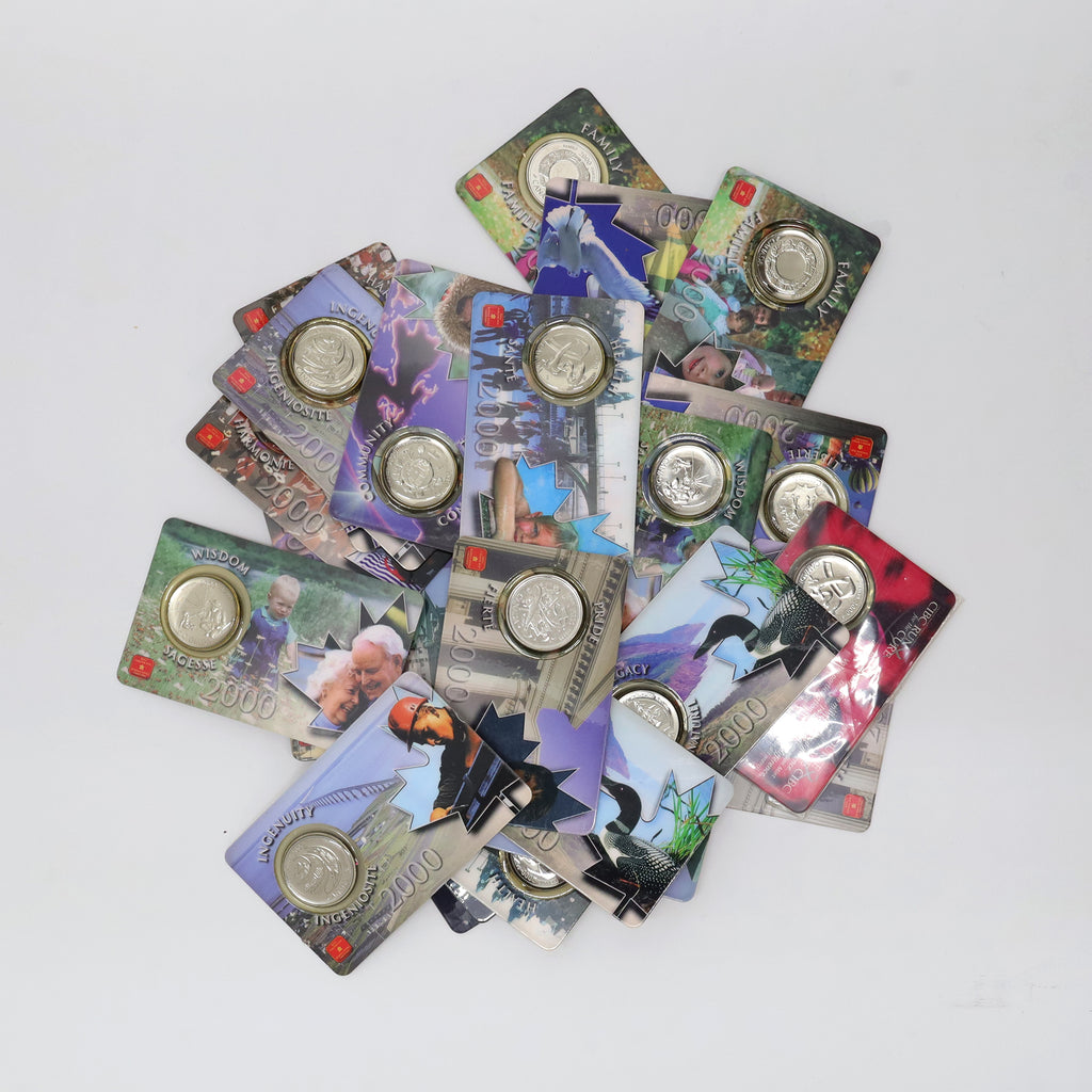 Lot of 25x Canada 25-cent Coins in Cards Issued by the RCM, 25pcs