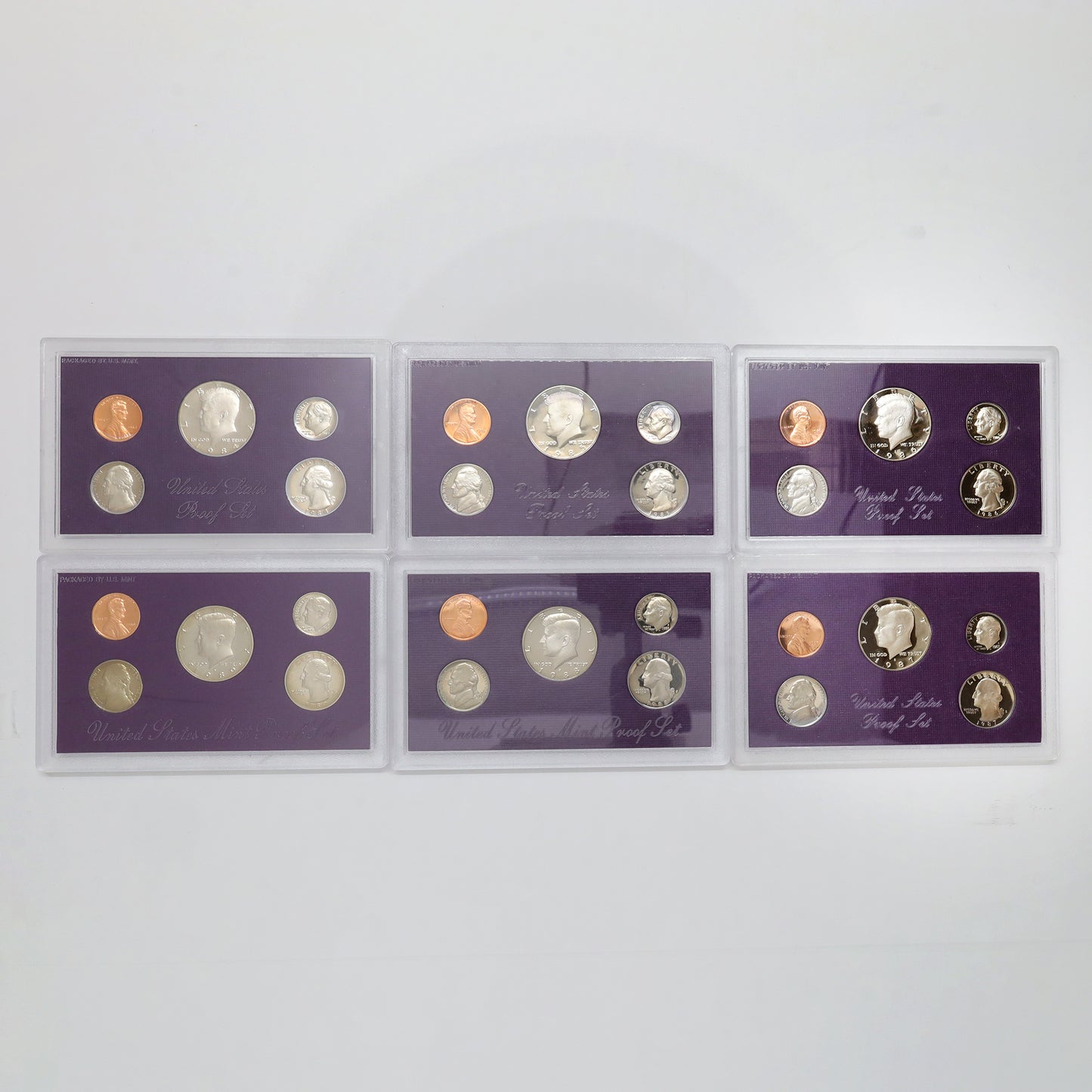 Lot of 6x 1984-1989 United States Proof Sets (wear & tear)