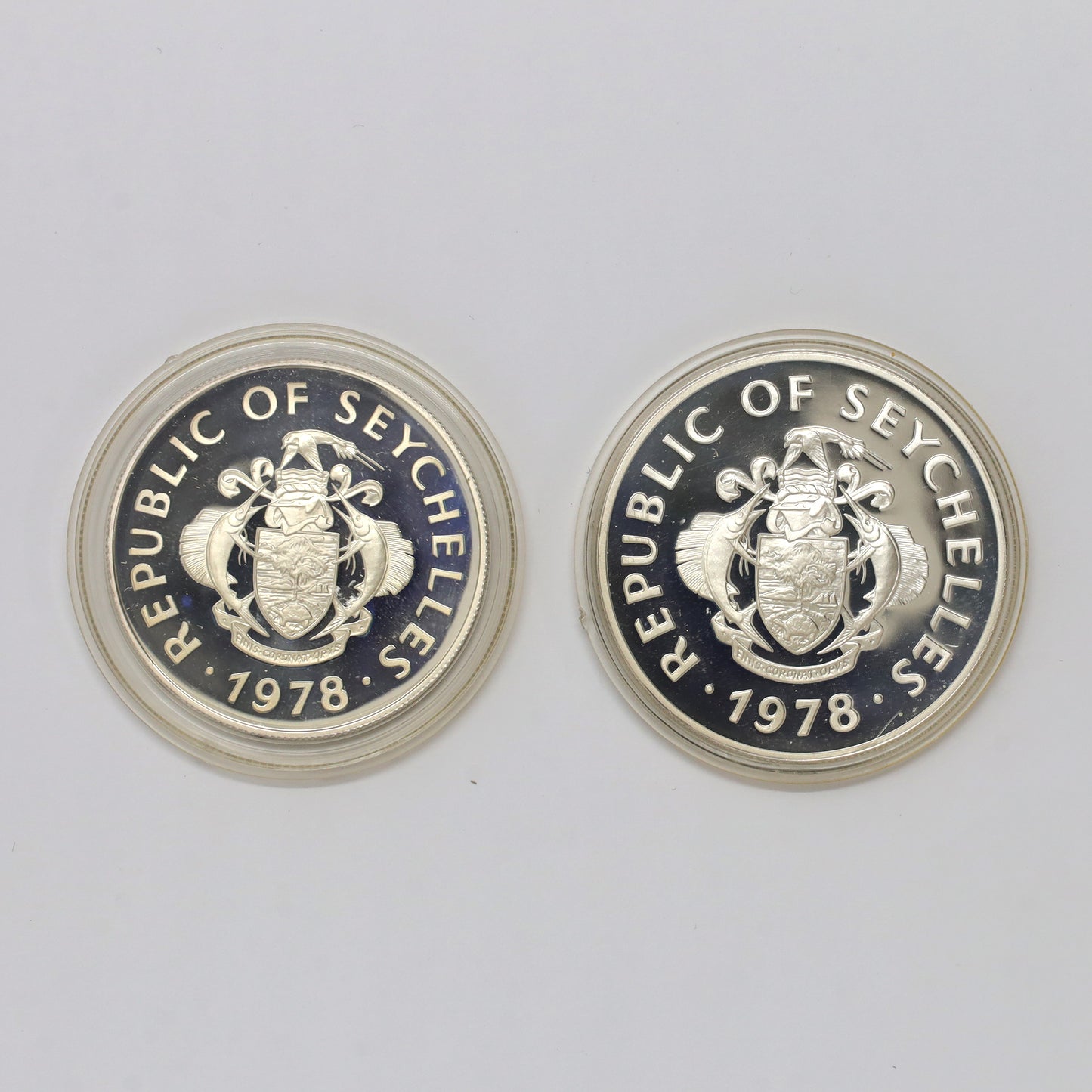 Seychelles 1978 WWF IUCN Conservation Sterling Silver Proof Coins in Case (light wear)