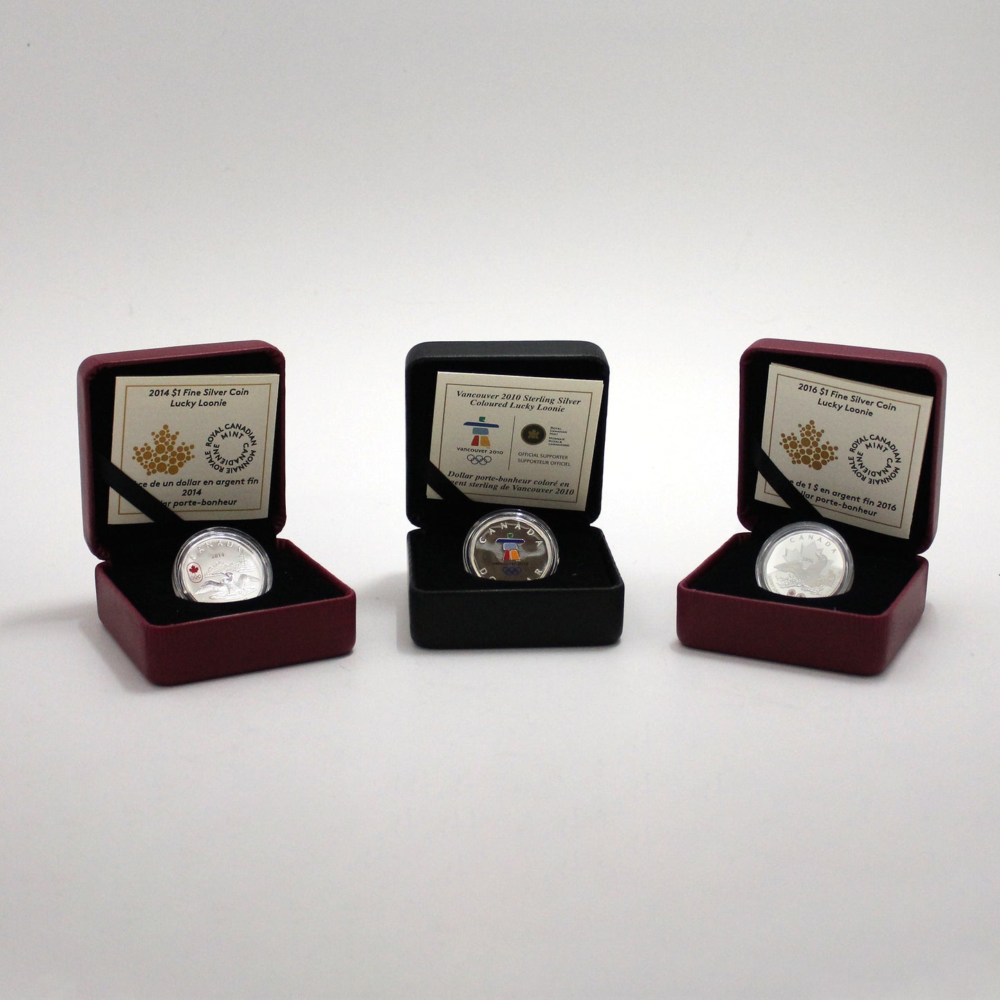 Lot of 3x 2010-2014 Canada RCM Silver Lucky Loonies, 3pcs (issues)