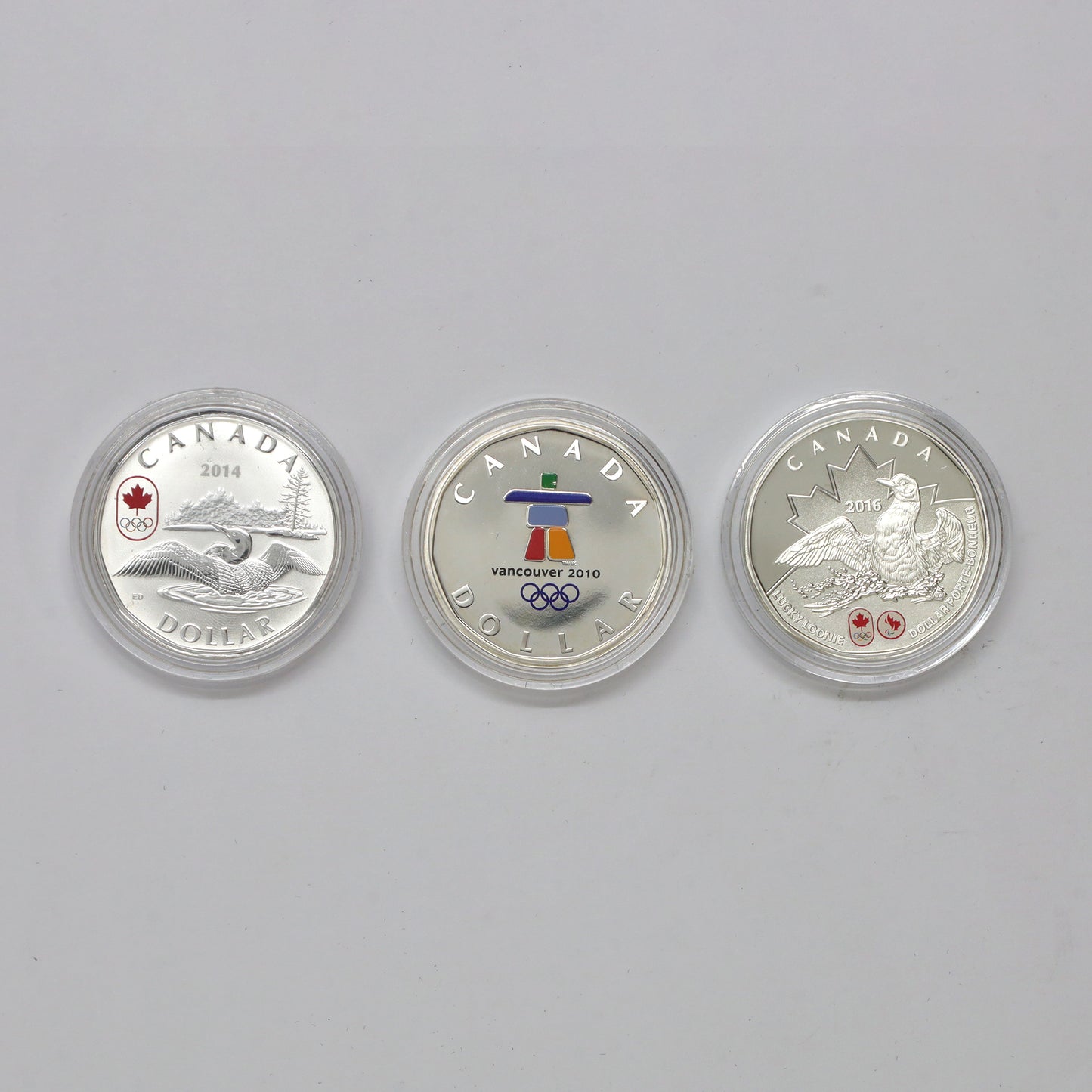 Lot of 3x 2010-2014 Canada RCM Silver Lucky Loonies, 3pcs (issues)