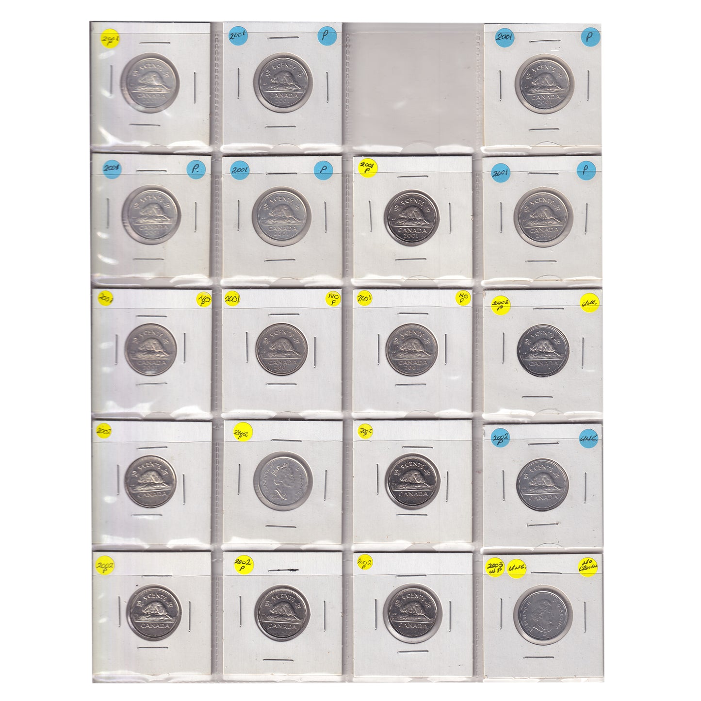 Estate Lot of 193x 2000-2021 Canada 5-cents in Blue Binder (sold as-is)