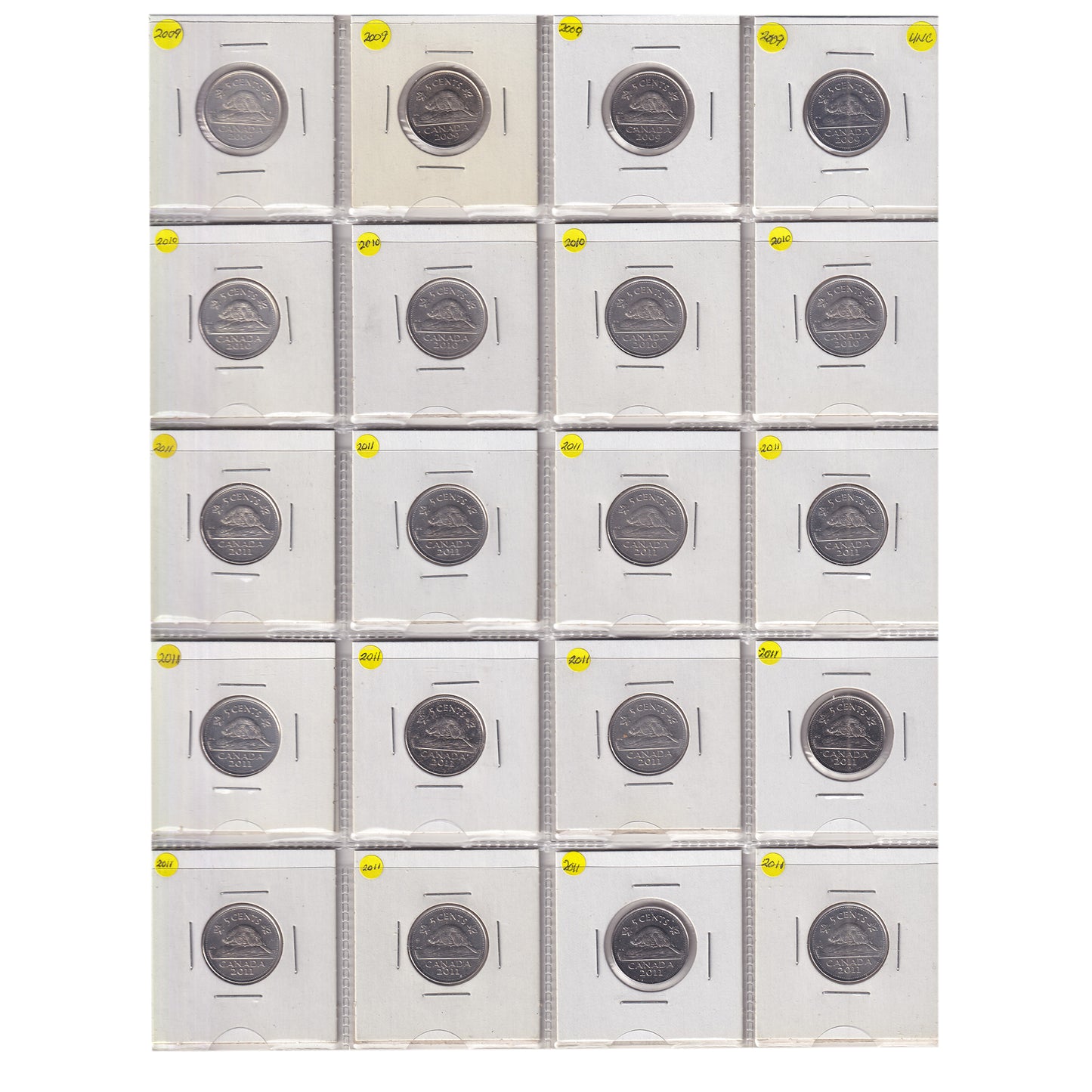 Estate Lot of 193x 2000-2021 Canada 5-cents in Blue Binder (sold as-is)