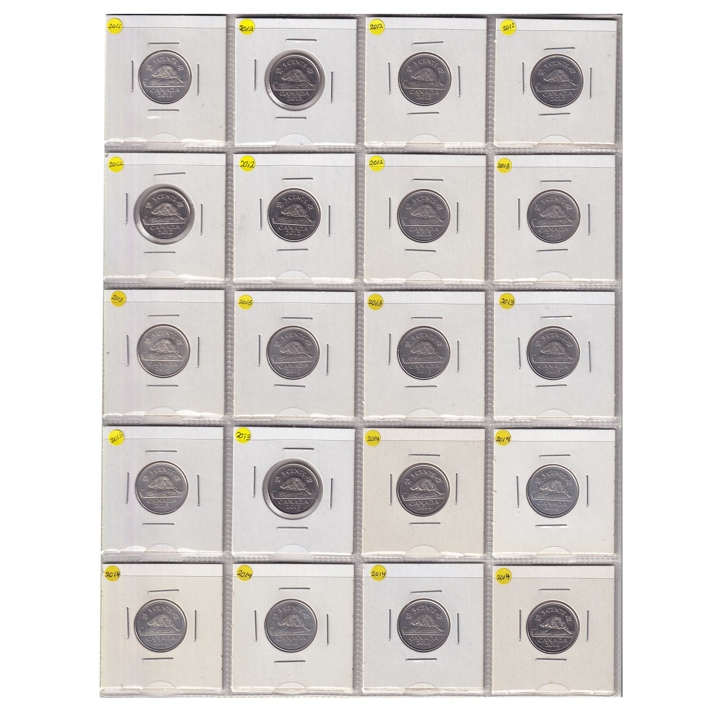 Estate Lot of 193x 2000-2021 Canada 5-cents in Blue Binder (sold as-is)