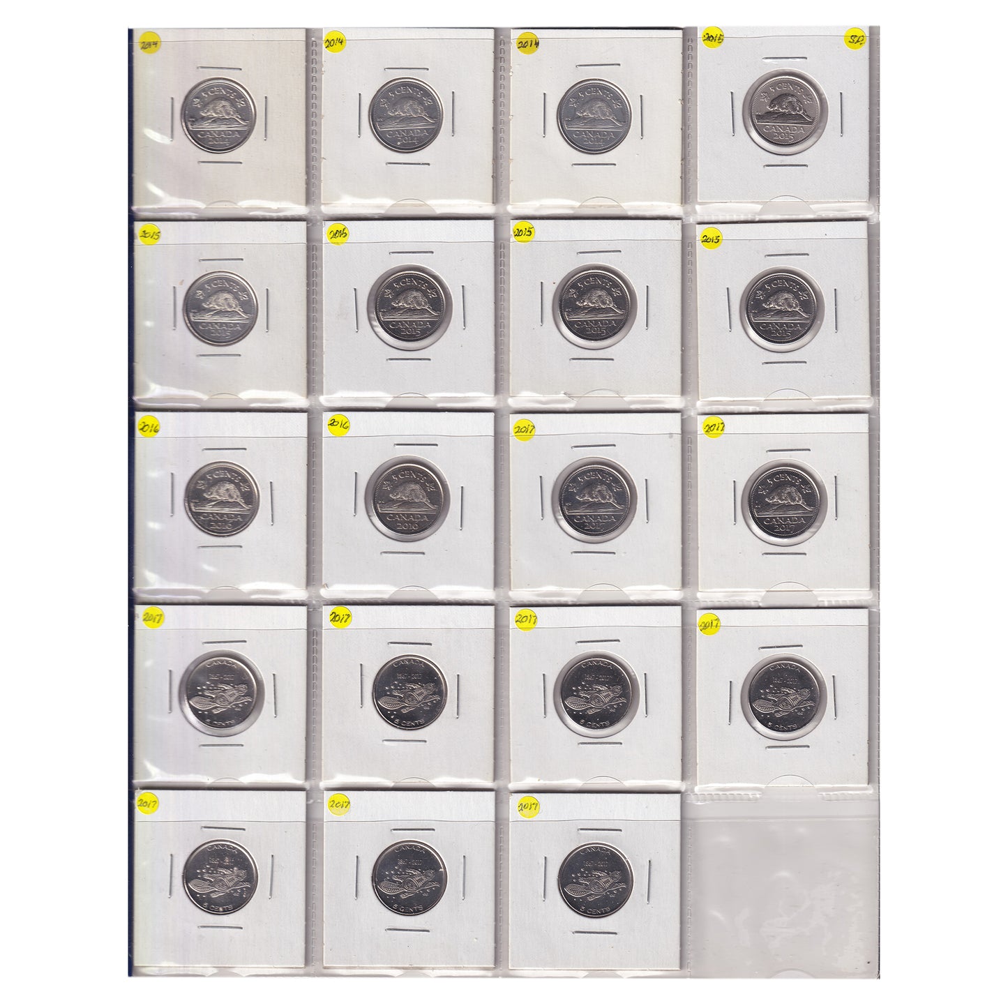Estate Lot of 193x 2000-2021 Canada 5-cents in Blue Binder (sold as-is)
