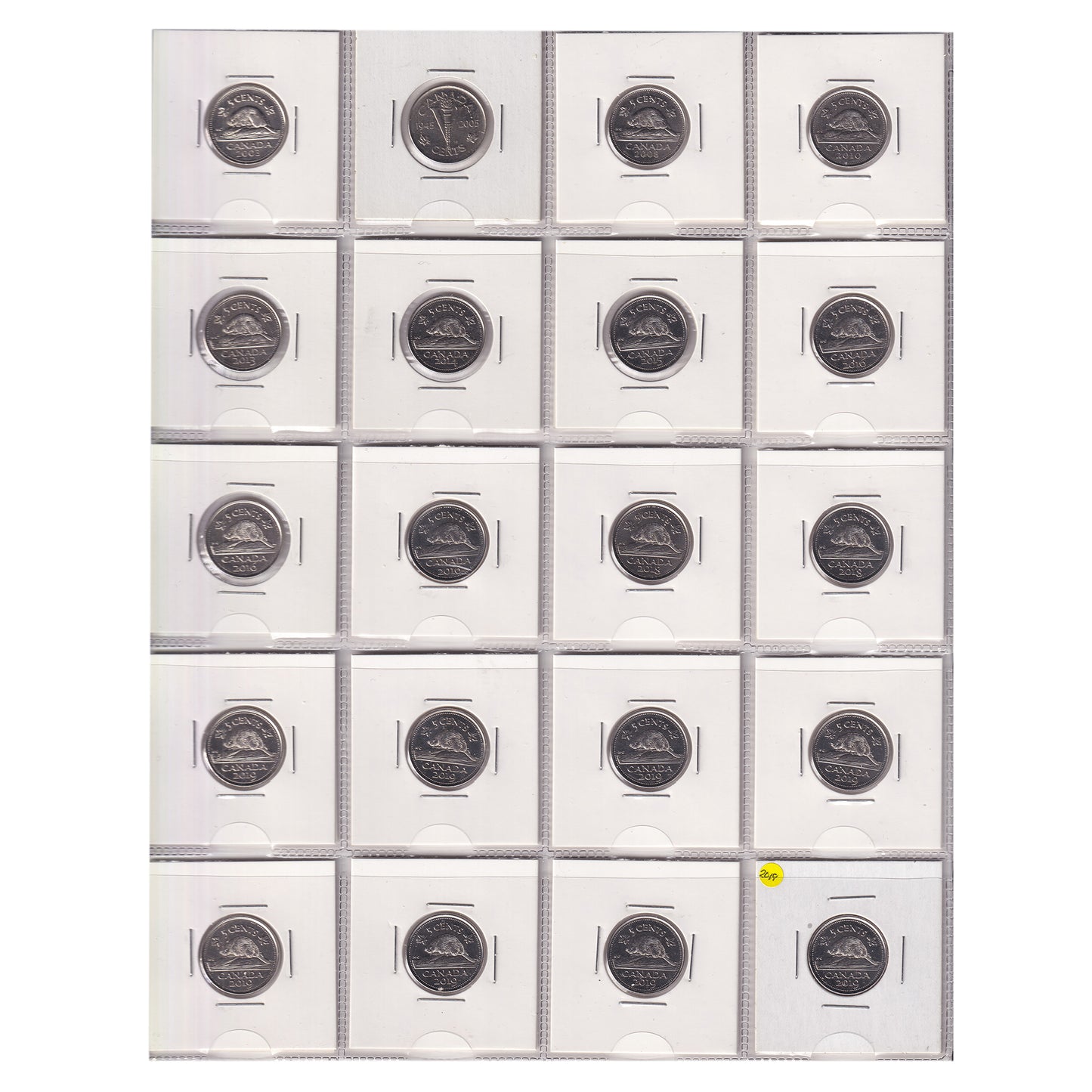 Estate Lot of 193x 2000-2021 Canada 5-cents in Blue Binder (sold as-is)