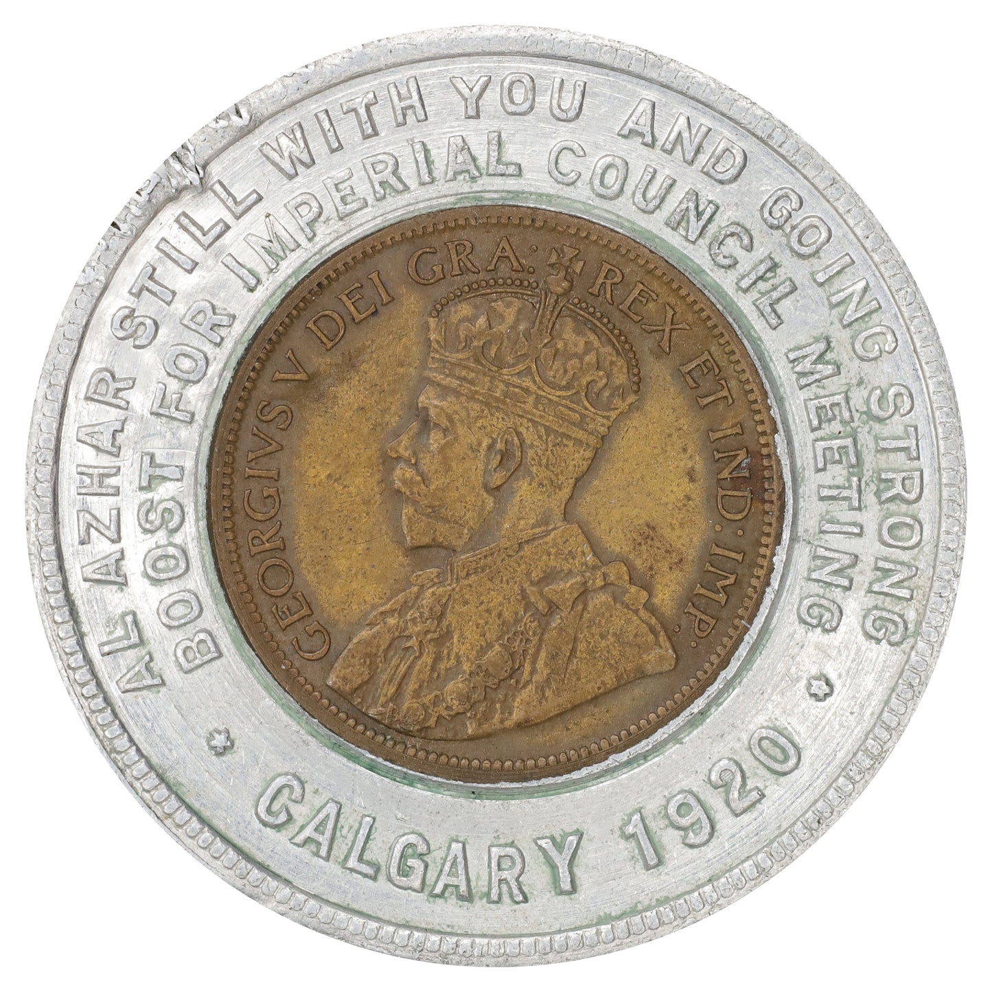 1920 Calgary, AB, Al Azhar Shriner Masonic Temple Council Meeting Souvenir Penny