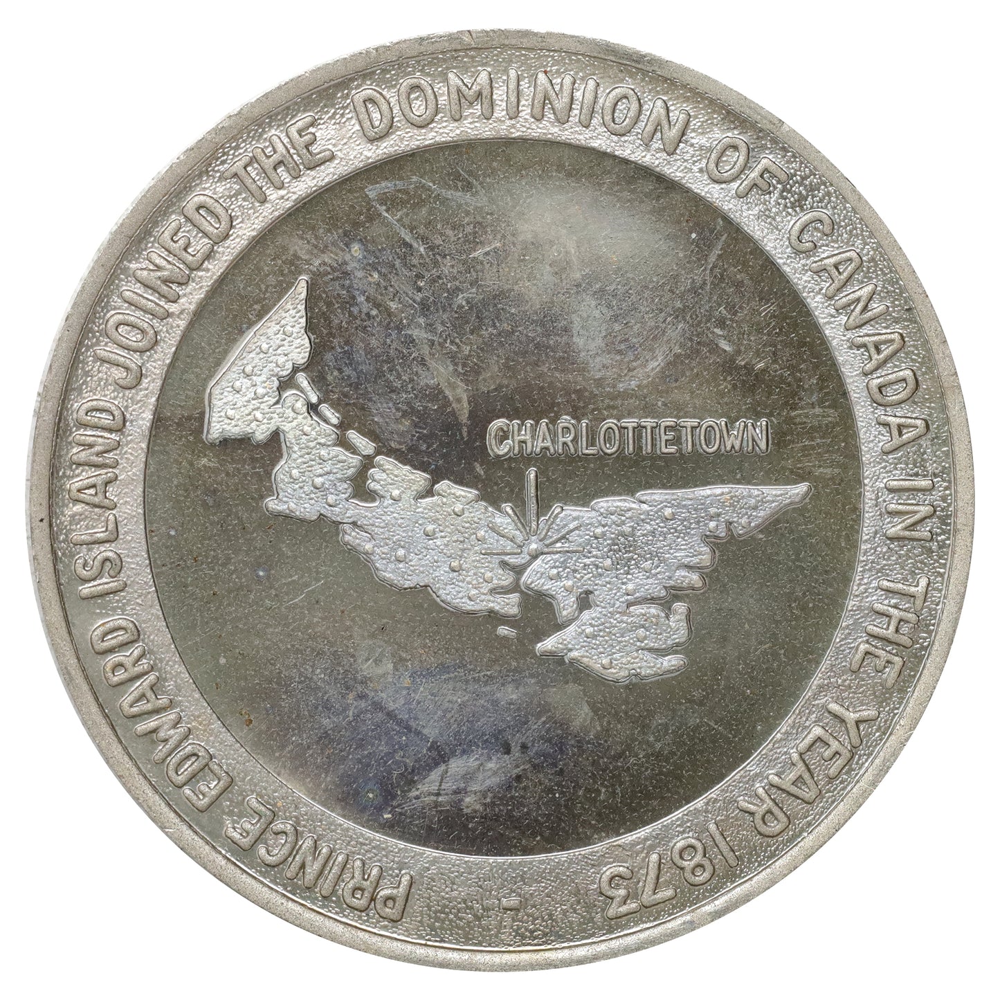 Prince Edward Island Joined Dominion of Canada 1873 Medallion (Silver Coloured Version)