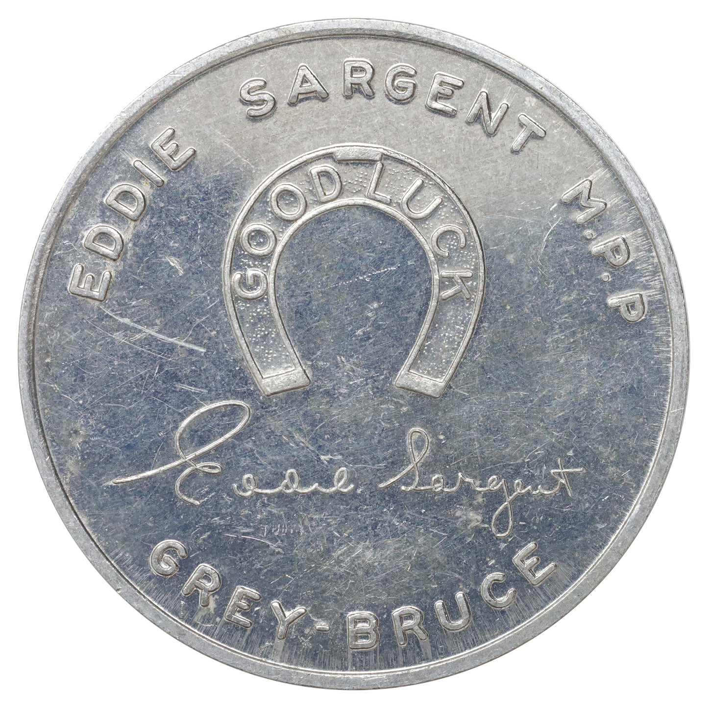 Vintage (1967-1987) Ontario Liberal Party Eddie Sargent MPP Good Luck Token