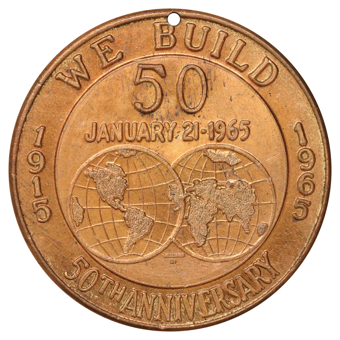 1965 Kiwanis International 50th Anniversary "We Build" Medallion