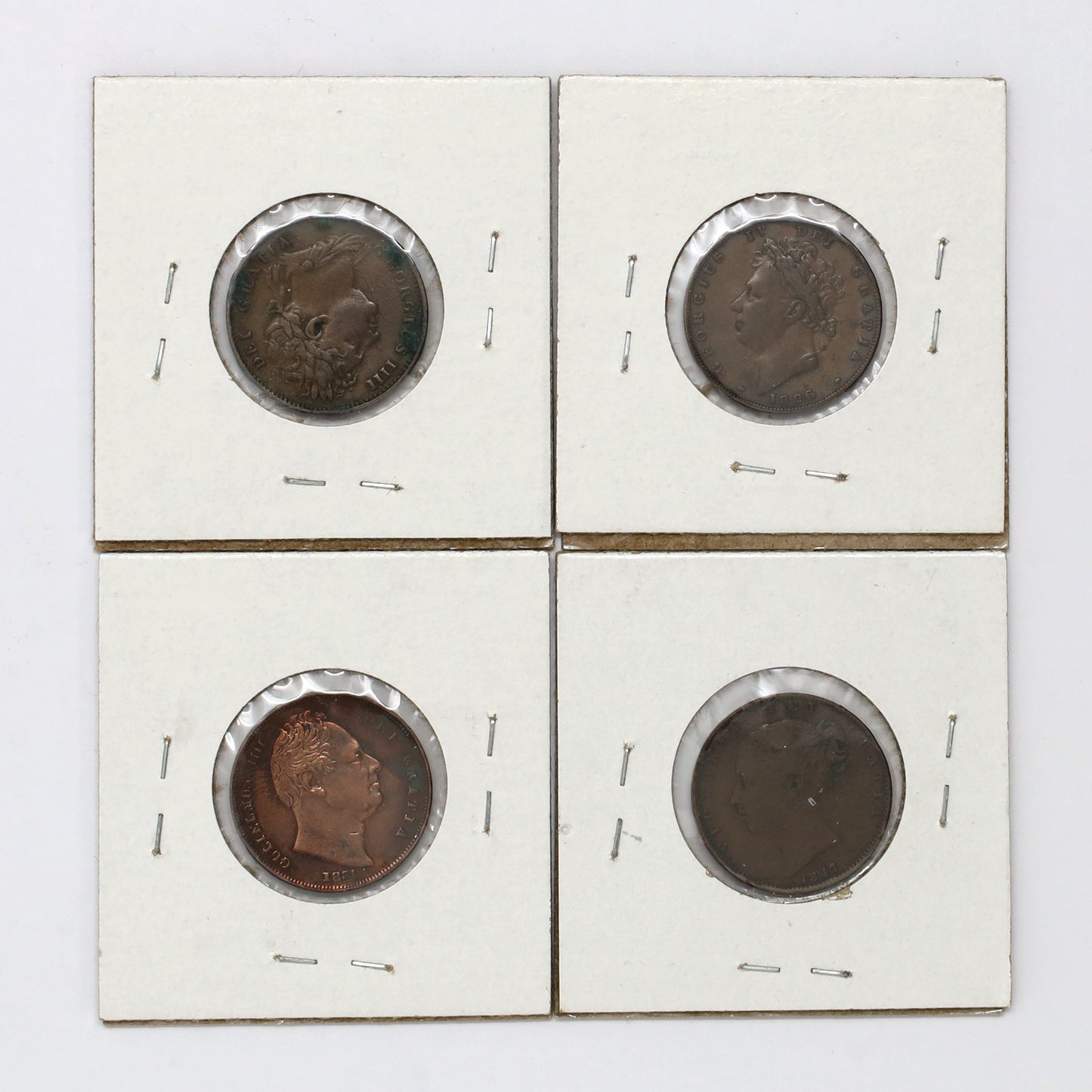 Lot of 4x Great Britain 1823-1847 Farthings VG-F to Extra Fine, 4pcs