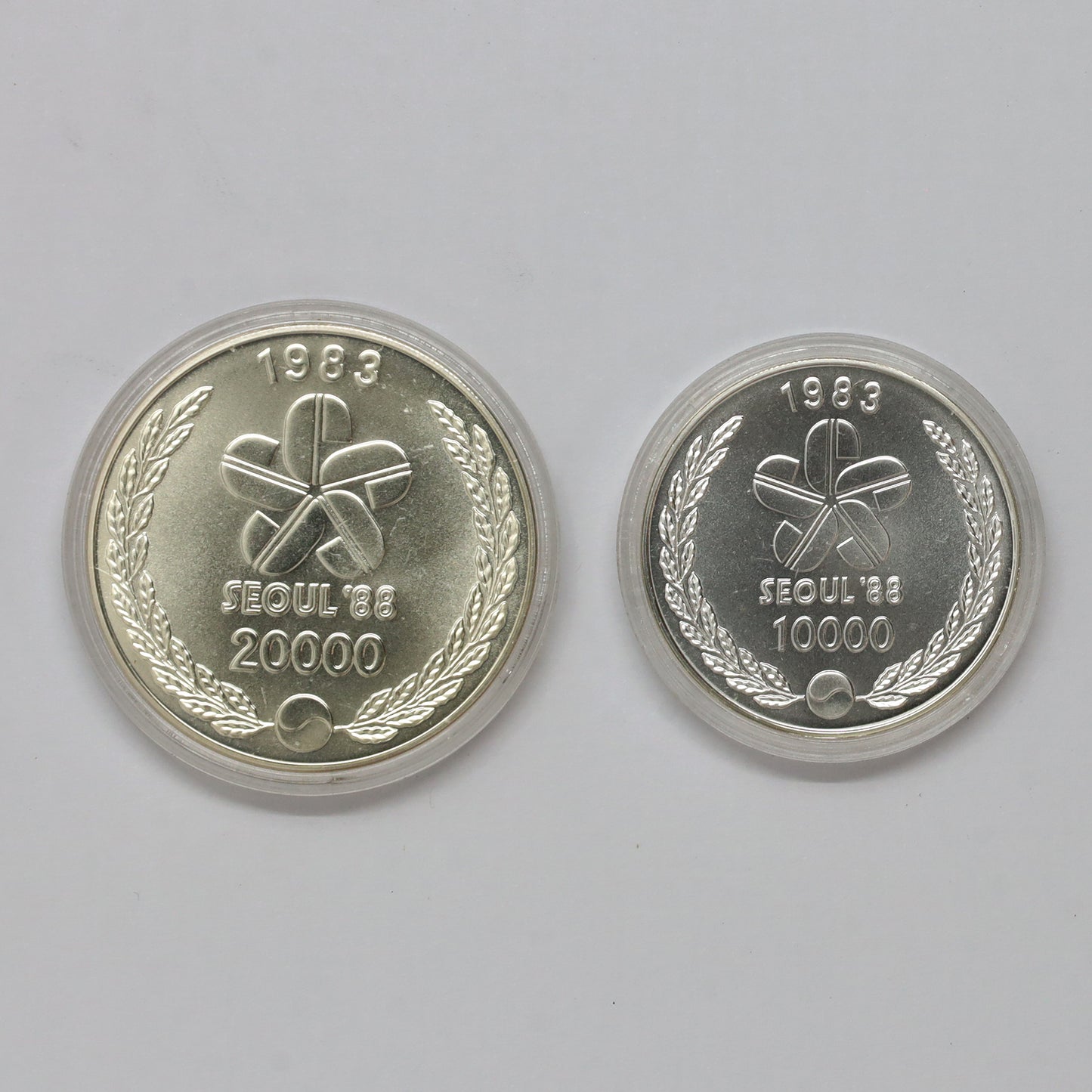 Pair of South Korea 1988 Olympic .900 Silver Coins, 2pcs