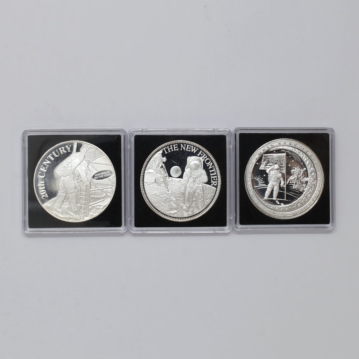 Lot of 3x Apollo 11 .999 Fine Silver Coins, 3pcs (No Tax) minor issues