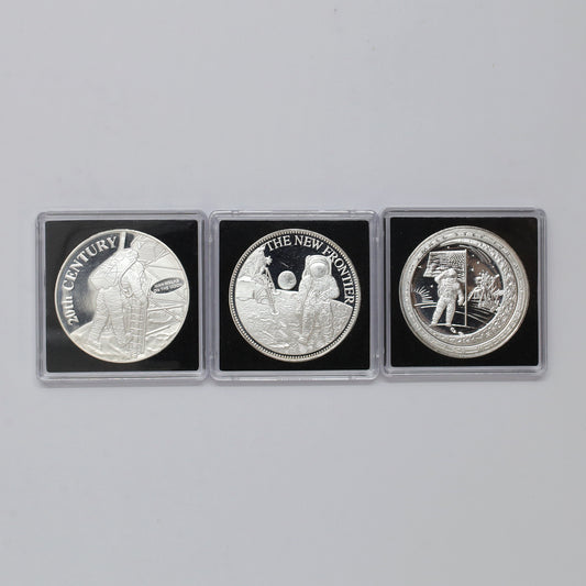 Lot of 3x Apollo 11 .999 Fine Silver Coins, 3pcs (No Tax) minor issues