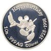1998 USA Happy Birthday Mickey Mouse .999 Fine Silver Coin (No Tax) toned
