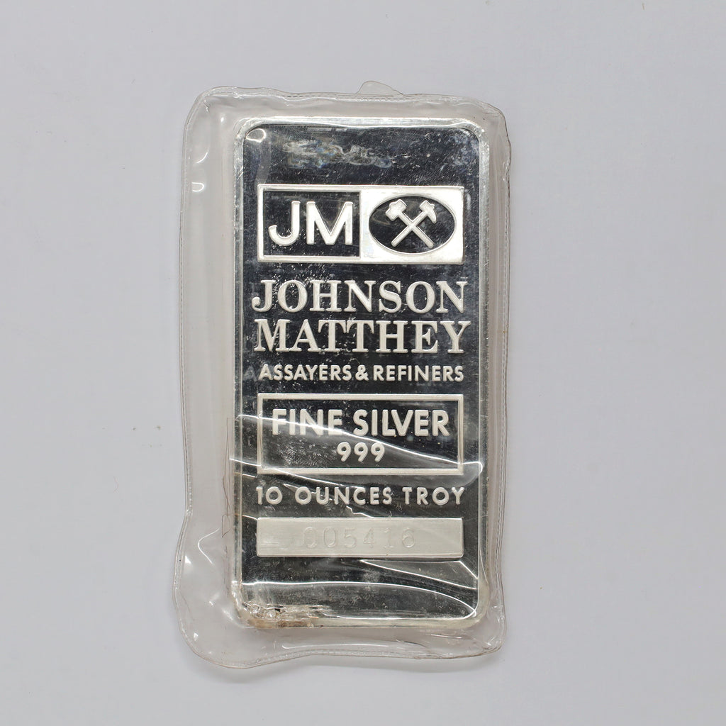 RARE Vintage JM Johnson Matthey 10oz. .999 Fine Silver Bar (No Tax) issues