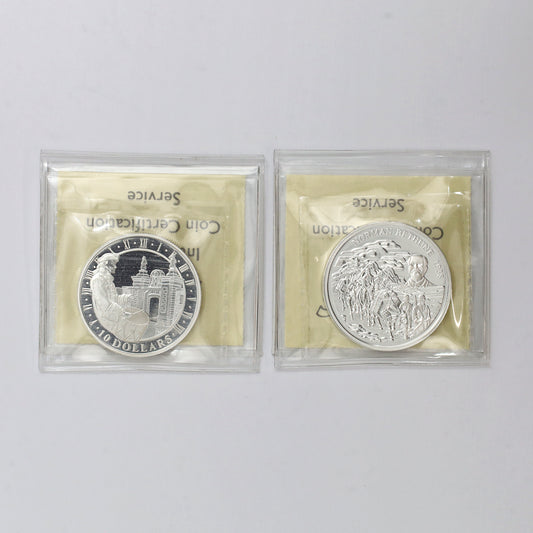 Pair of 1998 & 2001 Canada $5 & $10 History Silver ICCS Cert. PF66 & PF67 UHC (No Tax)