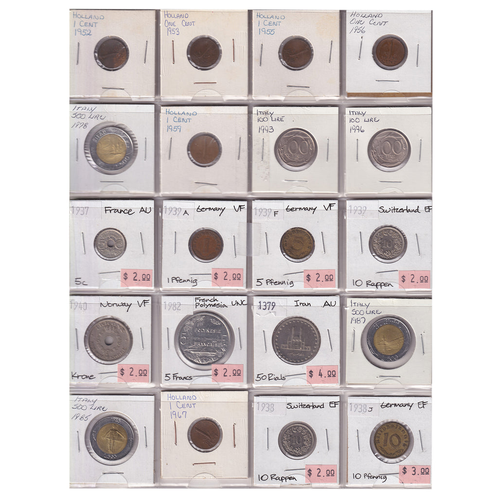 Group Lot of 60x 1809-1996 World Coins, Various Countries & Denominations, 60pcs