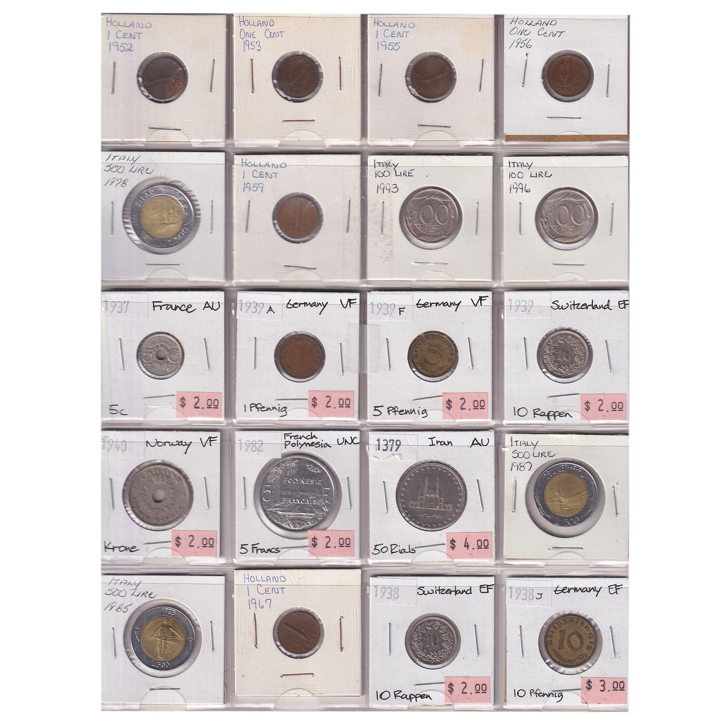 Group Lot of 60x 1809-1996 World Coins, Various Countries & Denominations, 60pcs