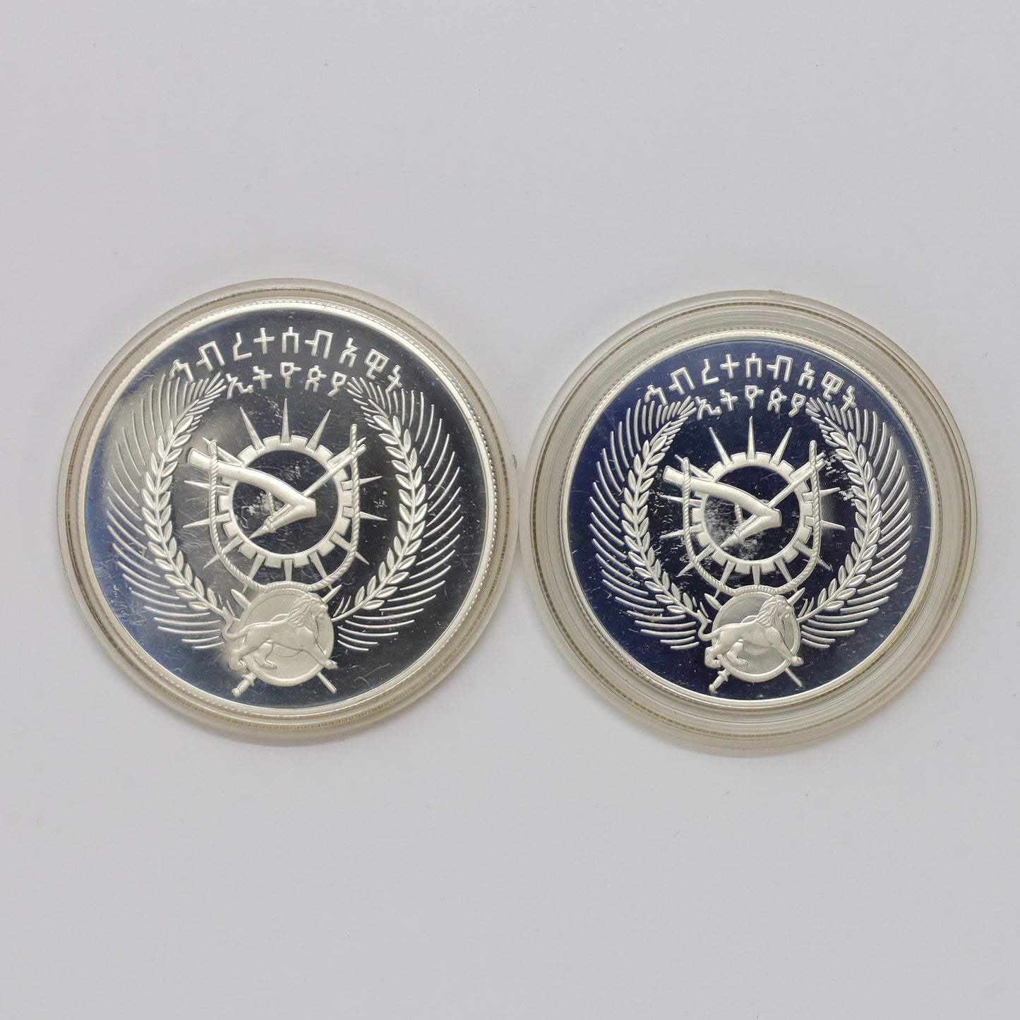 Ethiopia 1977 WWF Conservation Sterling Silver Proof Coins in Original Case (light wear)