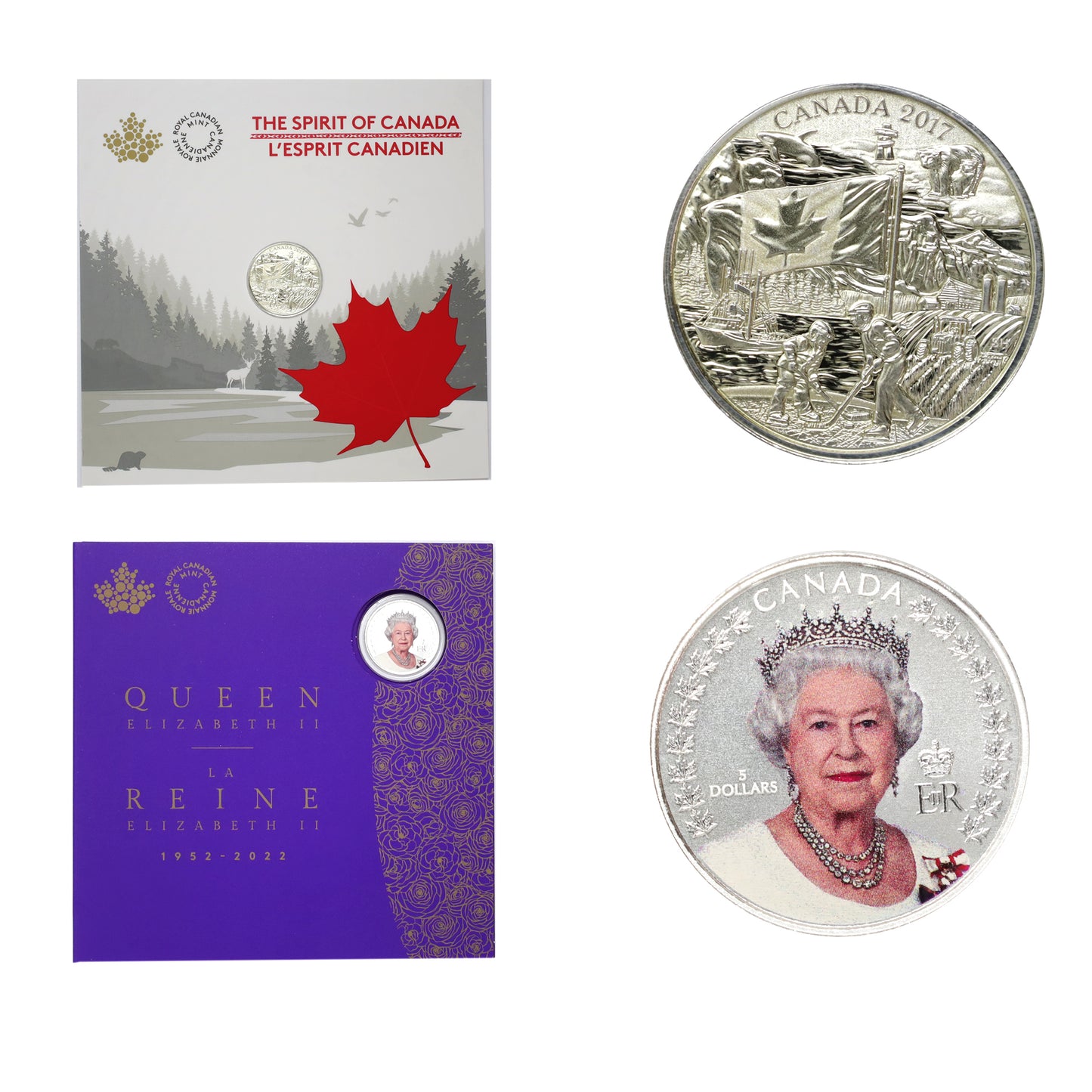 Pair of 2017 & 2022 Canada $3 & $5 Fine Silver Coins in Cards (No Tax) issues