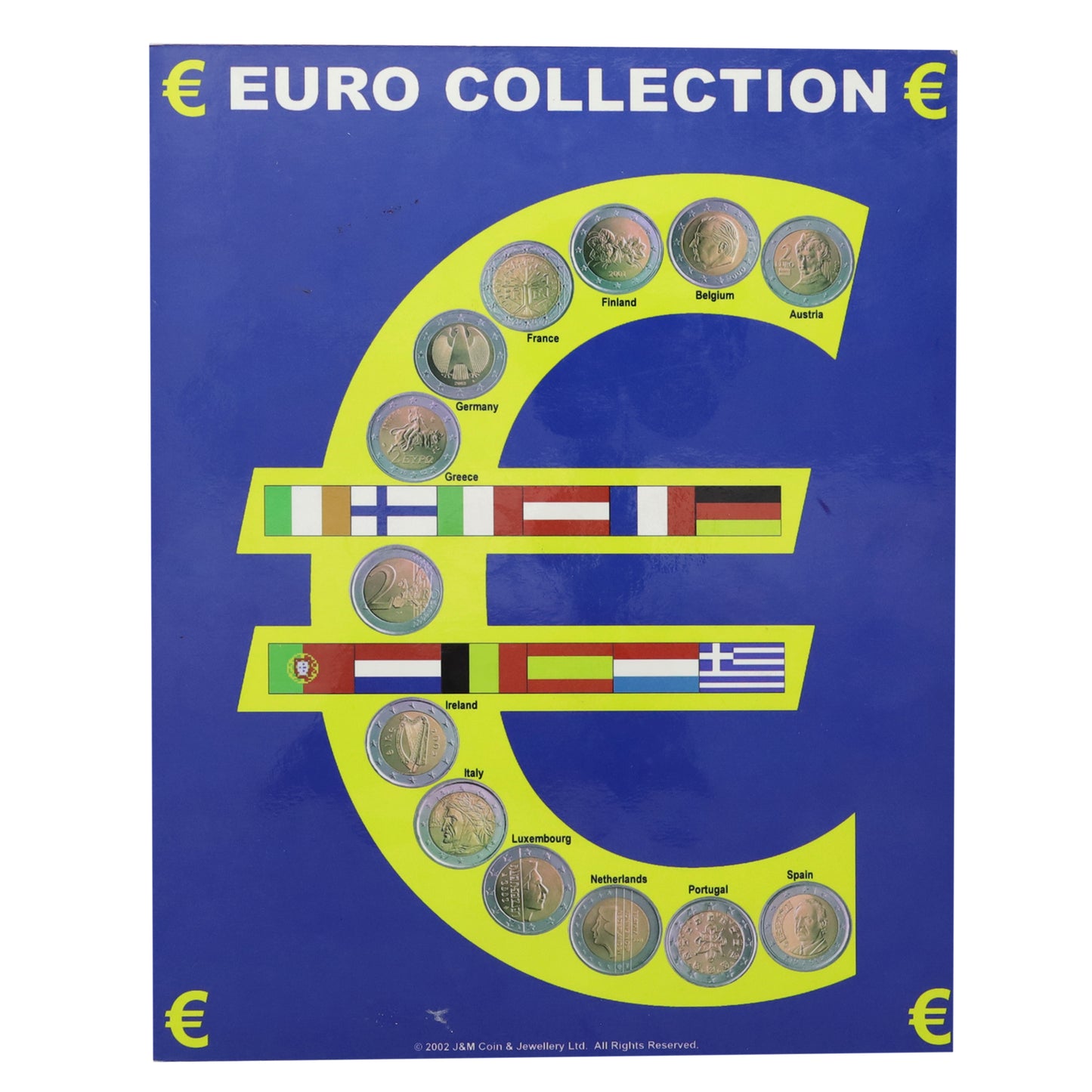 European Union 2002 Euro Collection 96-Coin Set in Display Folder (light wear)