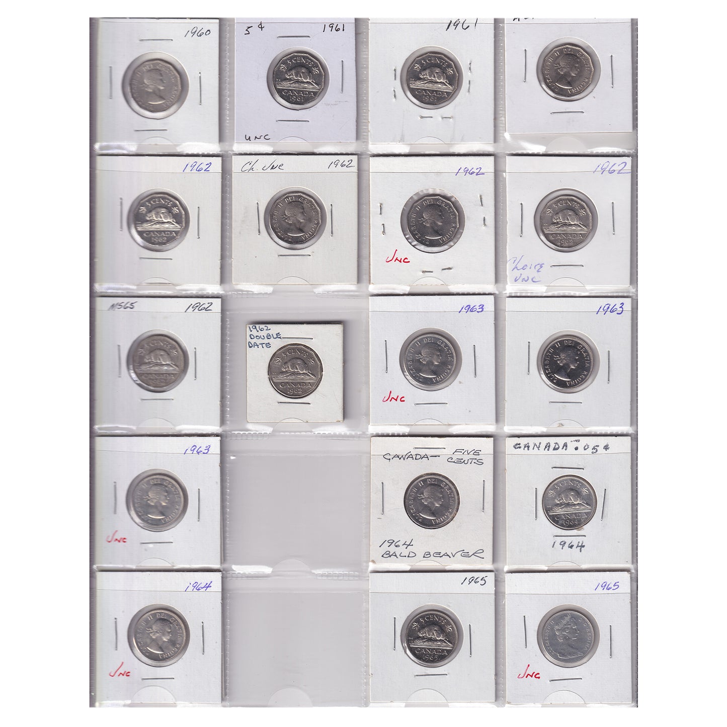 Estate Lot of 174x 1945-2007 Canada 5-cents in White Binder