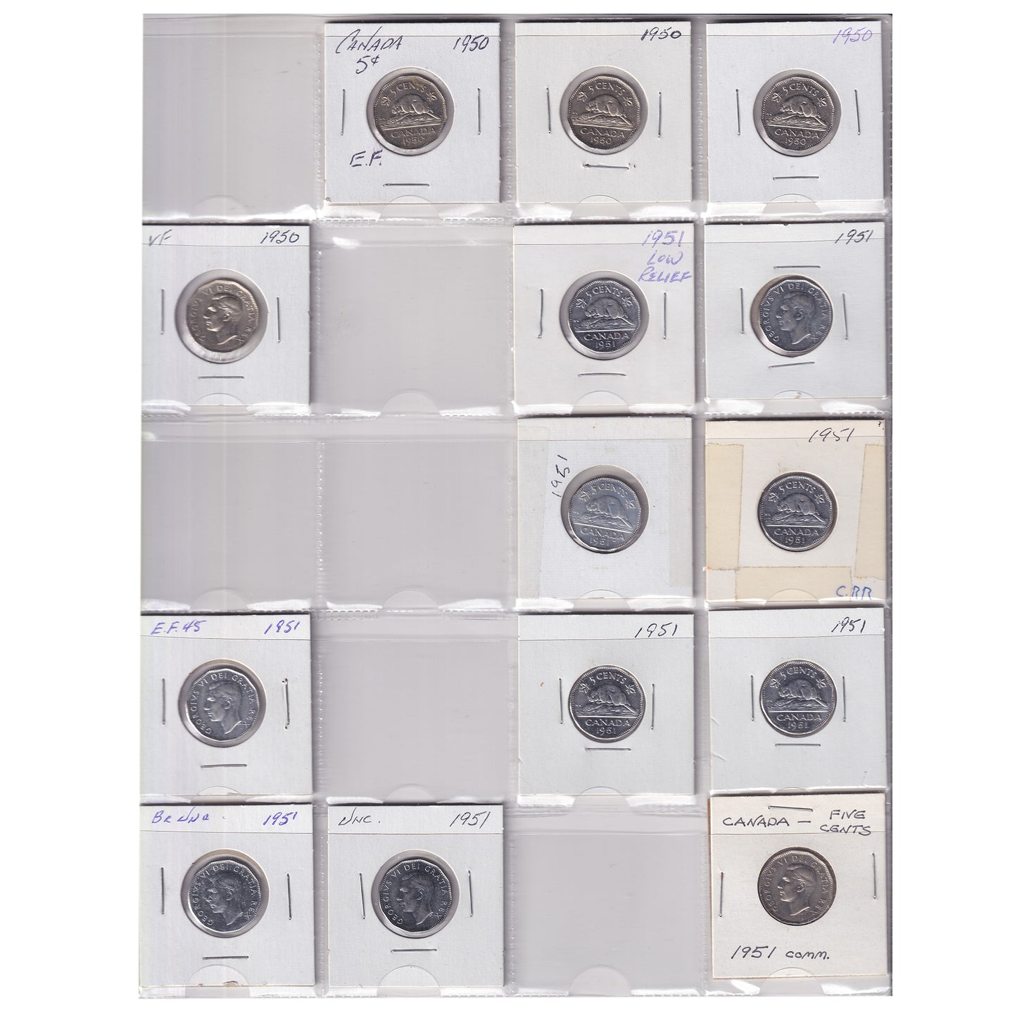 Estate Lot of 174x 1945-2007 Canada 5-cents in White Binder