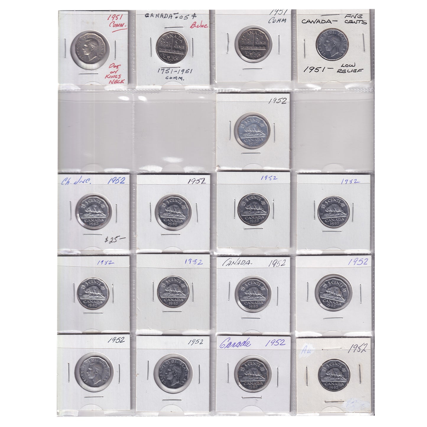 Estate Lot of 174x 1945-2007 Canada 5-cents in White Binder