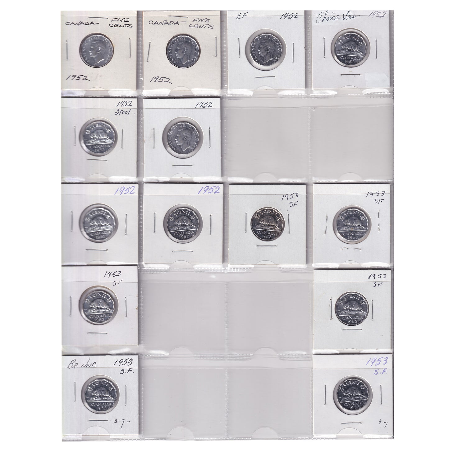Estate Lot of 174x 1945-2007 Canada 5-cents in White Binder