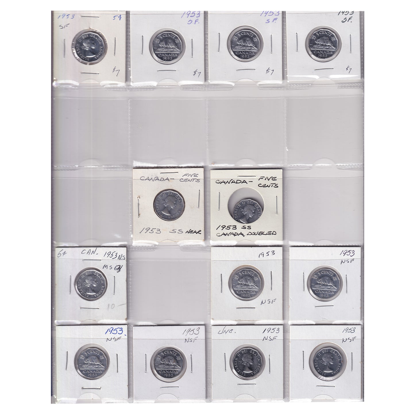 Estate Lot of 174x 1945-2007 Canada 5-cents in White Binder