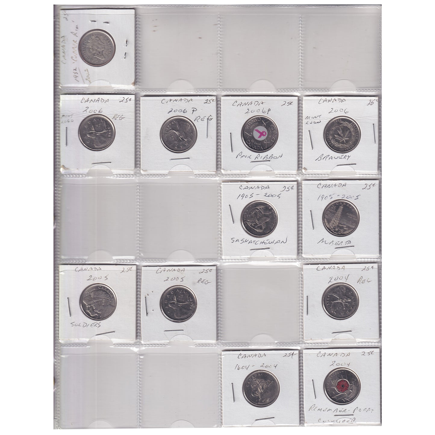Estate Lot of 194x 1969-2021 Canada 25-cents in Black Binder, Includes Special Editions!
