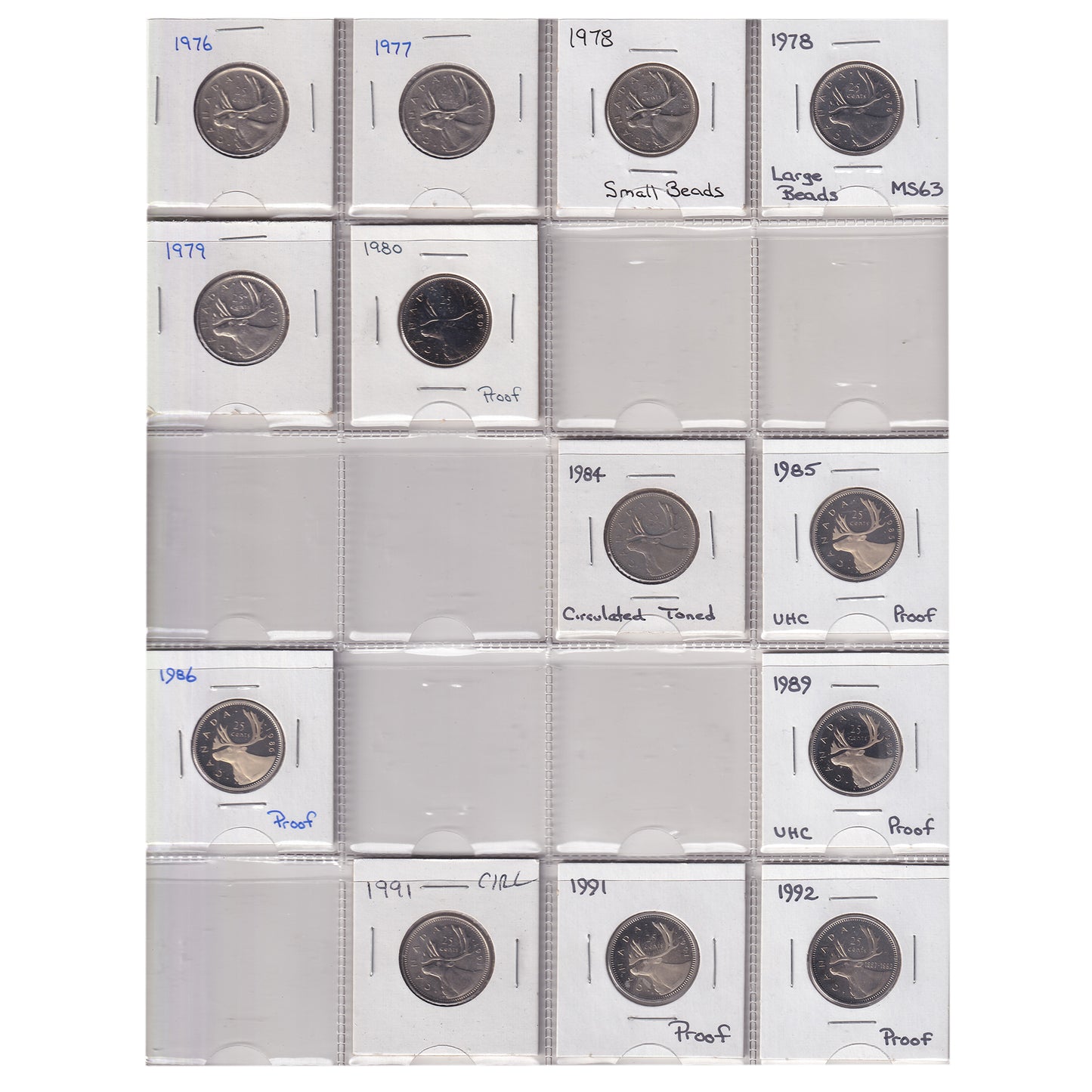 Estate Lot of 194x 1969-2021 Canada 25-cents in Black Binder, Includes Special Editions!