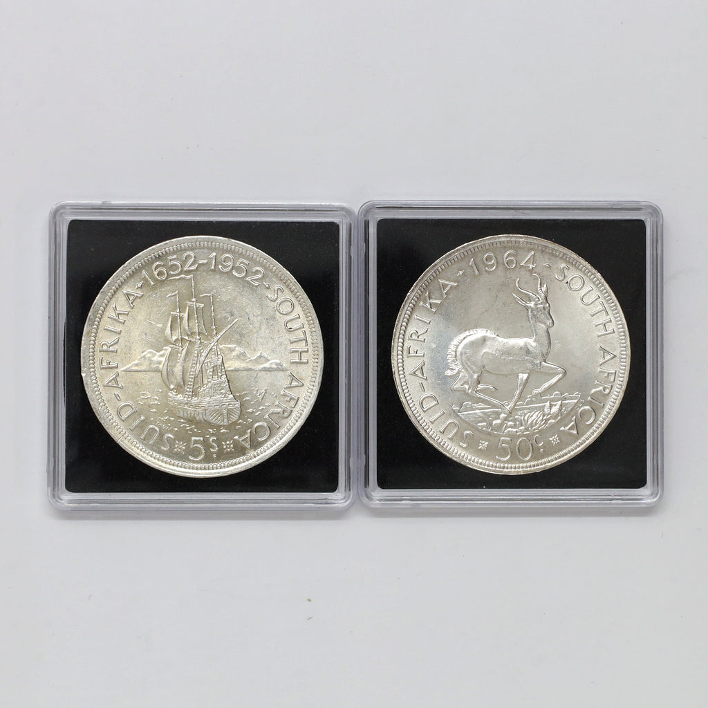 Pair of South Africa 1952 & 1964 .500 Silver Coins, 2pcs