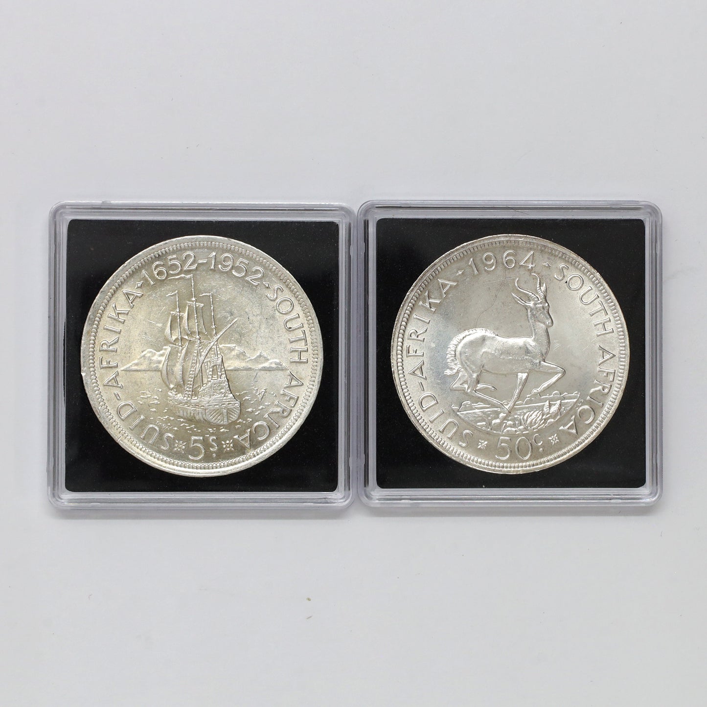 Pair of South Africa 1952 & 1964 .500 Silver Coins, 2pcs