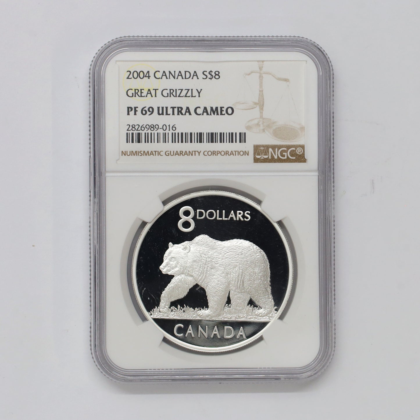 2004 Canada $8 Great Grizzly Bear Fine Silver Coin NGC Cert. PF69 Ultra Cameo (No Tax)