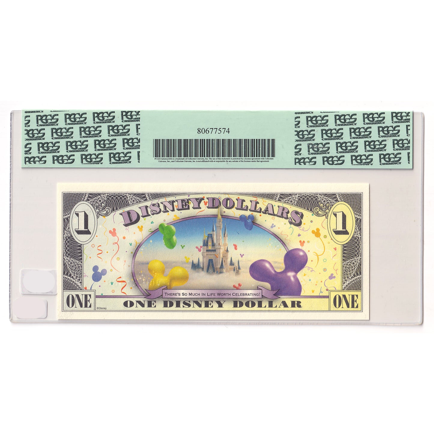 2009 USA Disney Dollar: Birthday Party Castle in the Clouds PCGS Certified GUNC65