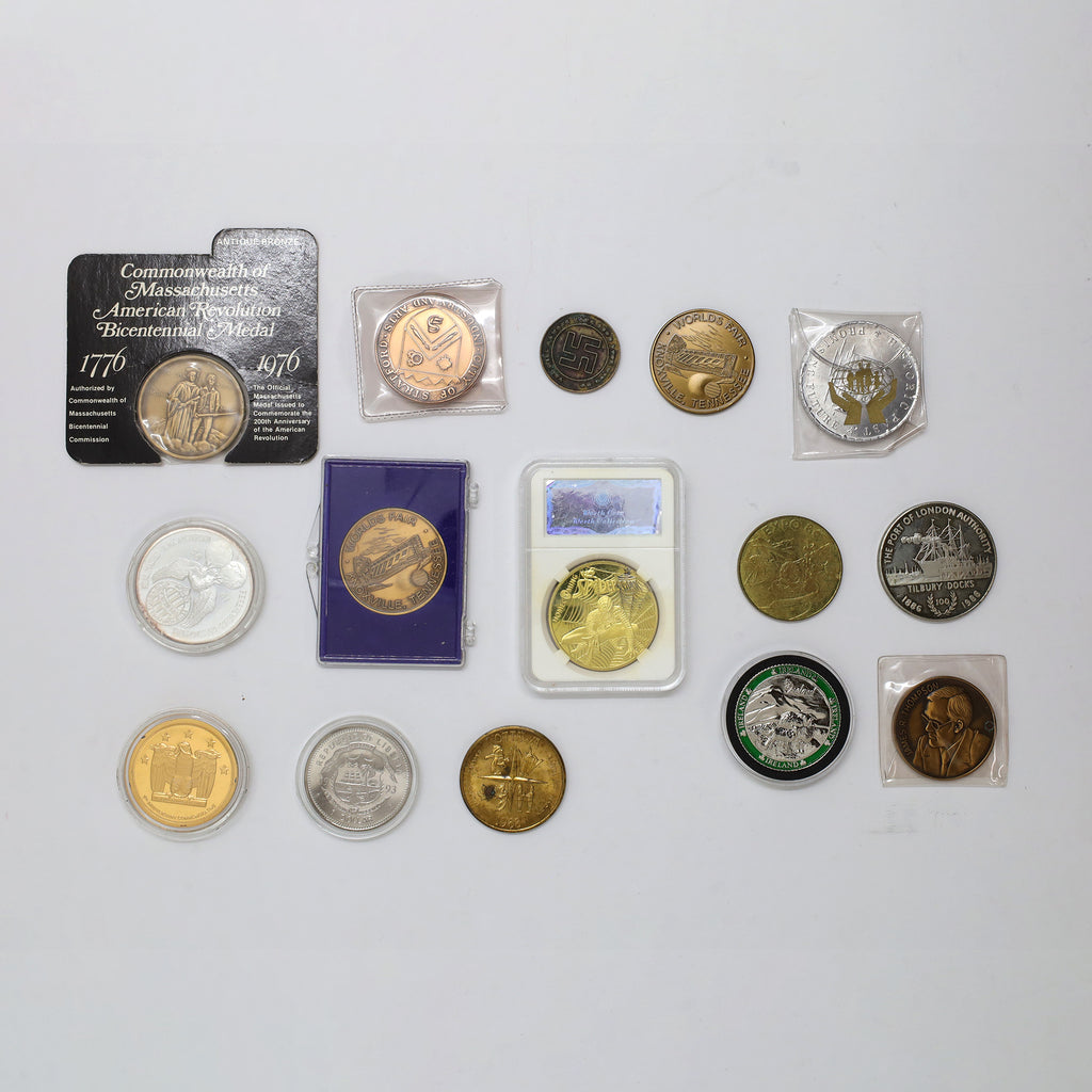 Estate Lot of 15x Tokens and Medallions, 15pcs
