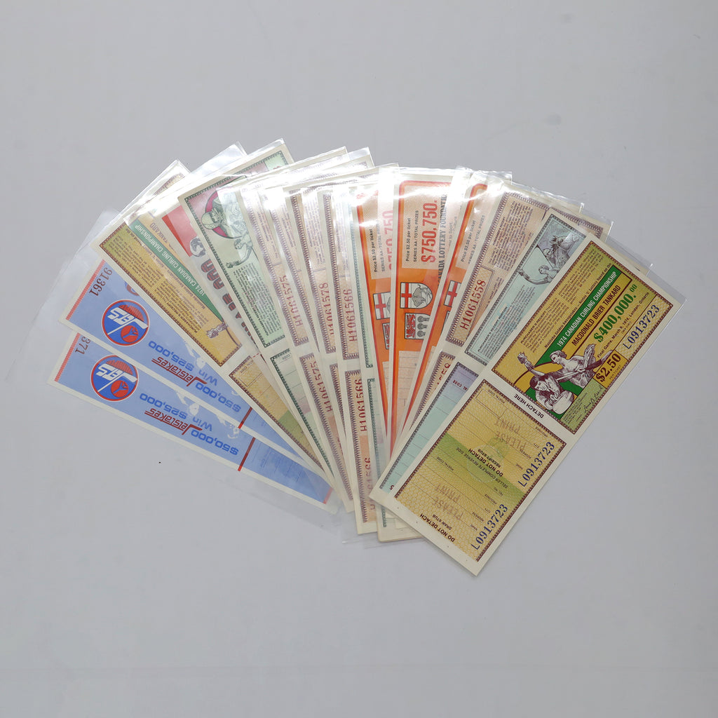 Lot of 15x 1973-1975 Manitoba Sweepstakes Raffle Tickets, 15pcs