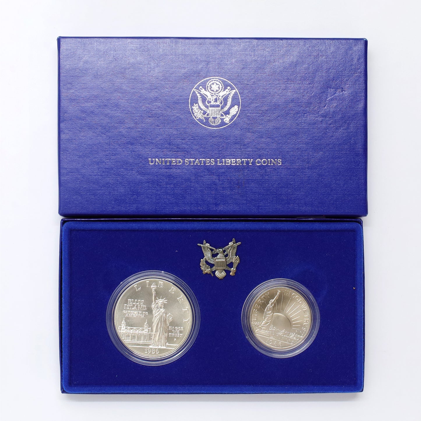 1986 USA Liberty Commemorative Proof Silver Dollar 2-Coin Set with Original Case