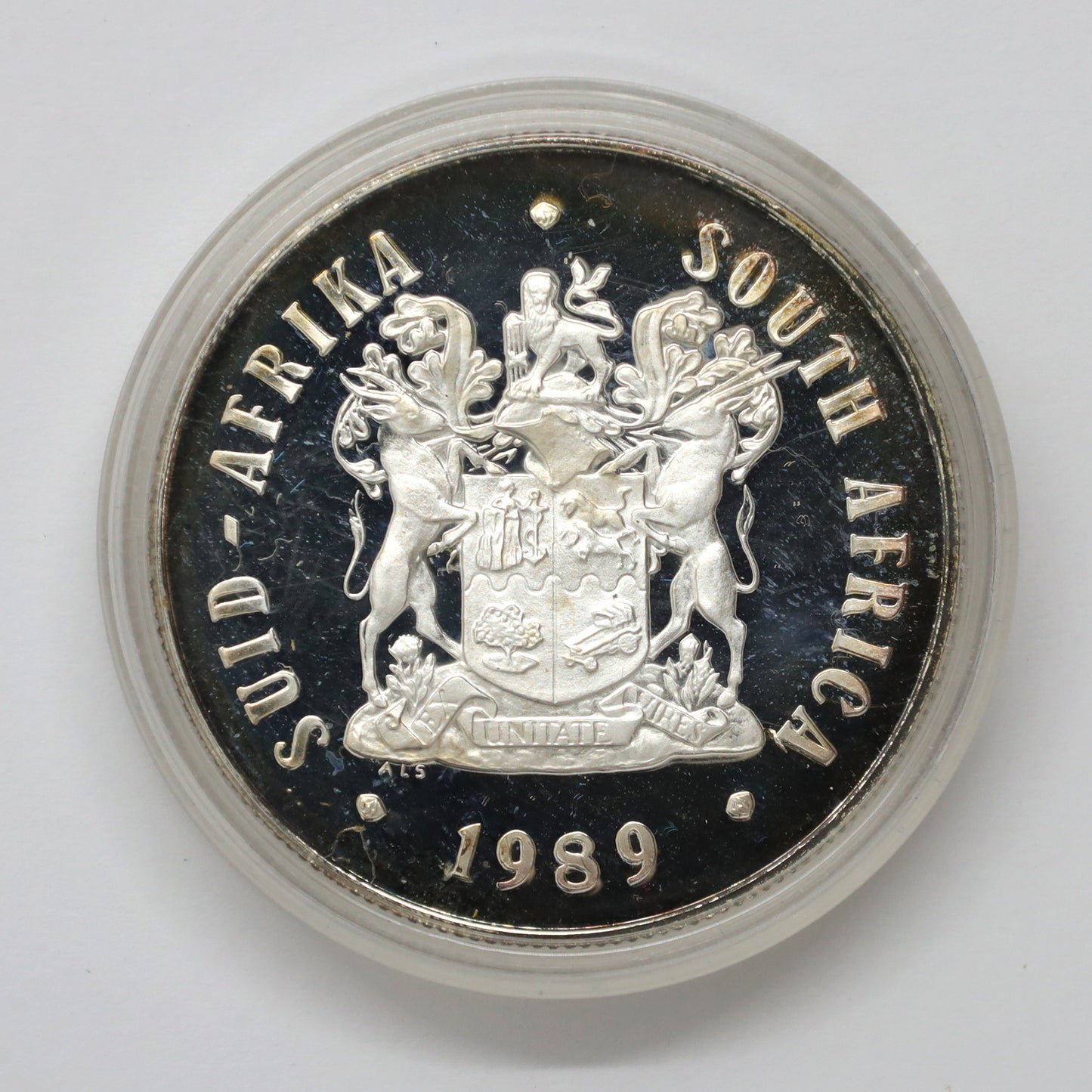 South Africa 1989 .800 Silver Rand in Original Case (wear)