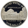 1993 USA Thomas Jefferson 250th Anniversary .900 Proof Silver Dollar (light wear)