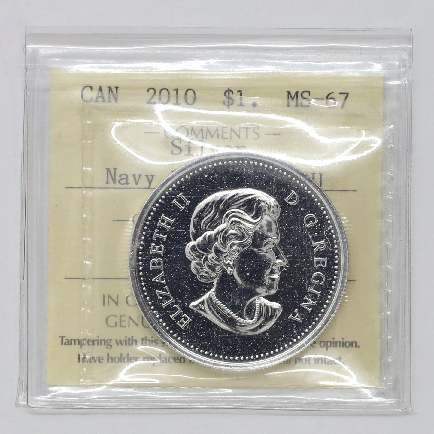2010 Canadian Navy Centennial Proof Sterling Silver Dollar ICCS Certified MS67 UHC