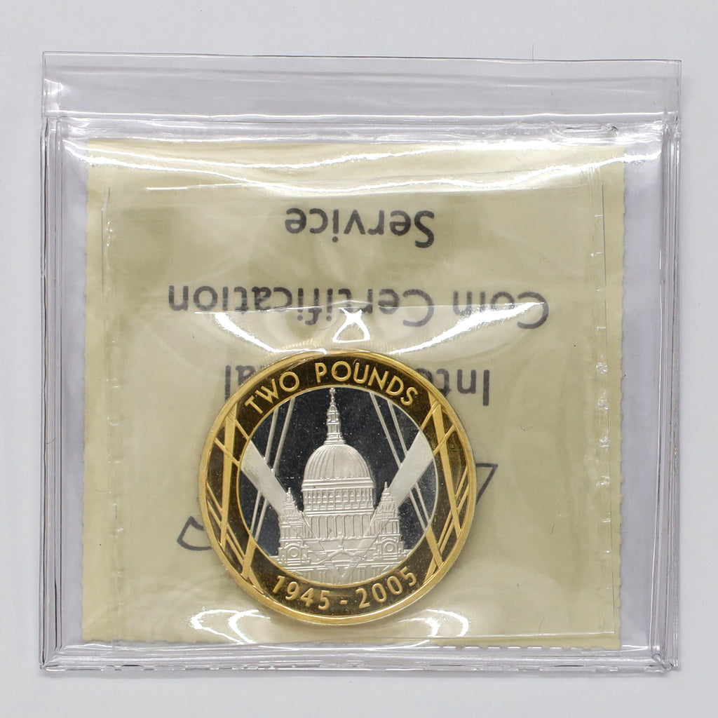 United Kingdom 2005 2 Pounds End of WWII 60th Anniversary Sterling Silver ICCS Cert. PF67