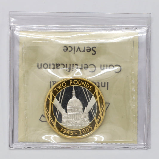 United Kingdom 2005 2 Pounds End of WWII 60th Anniversary Sterling Silver ICCS Cert. PF67