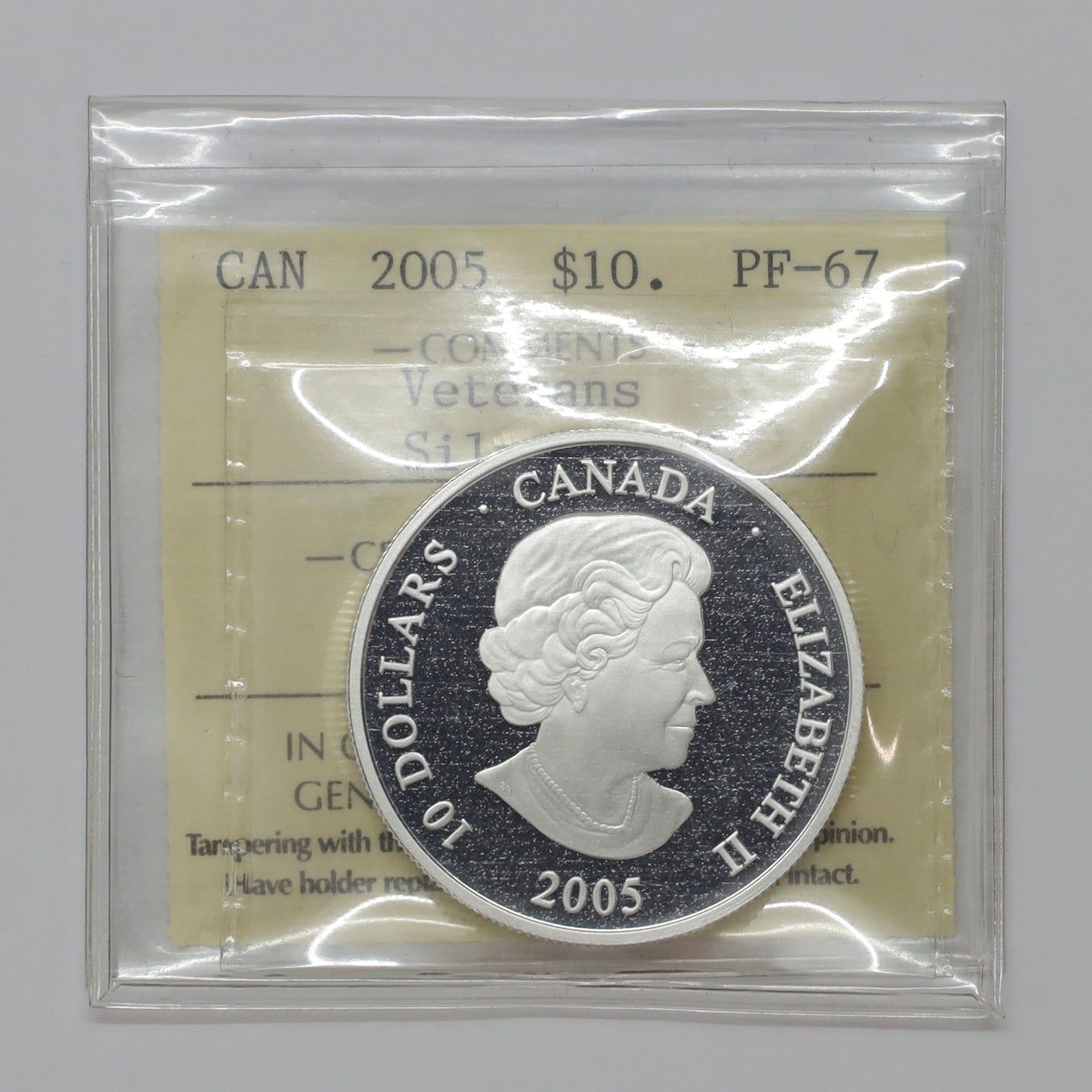 2005 Canada $10 Year of the Veteran Fine Silver Coin ICCS Certified PF67 UHC